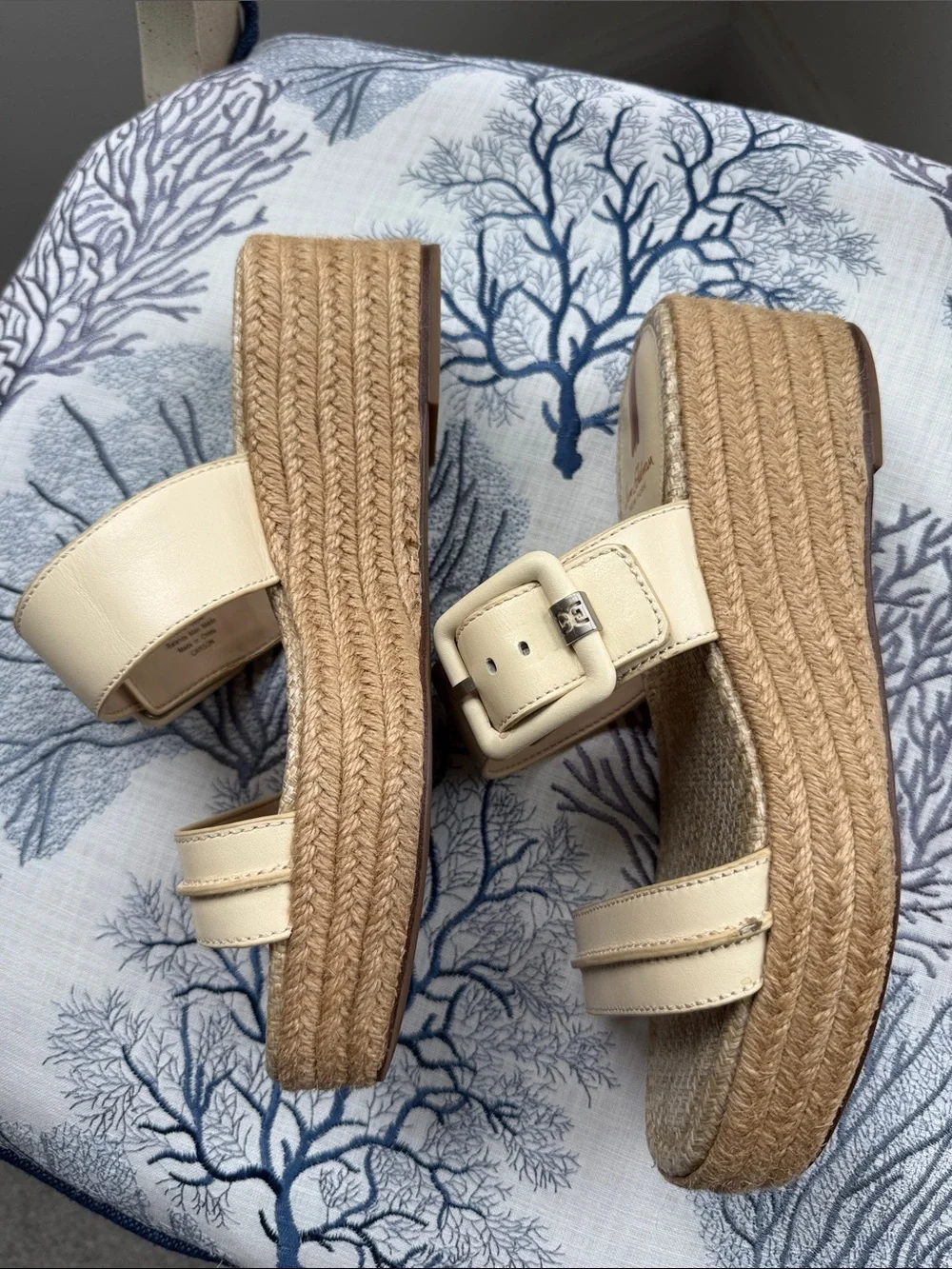 Sam Edelman Carson Espadrille Wedge Sandals Bleached Wheat Size 8